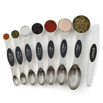 7-Piece: Double Sided Stackable Magnetic Measuring Spoons Set with Leveler